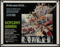 7j759 SOYLENT GREEN 1/2sh '73 art of Charlton Heston trying to escape riot control by John Solie!