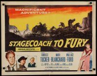 7j764 STAGECOACH TO FURY 1/2sh '56 super-sexy Marie Blanchard hiking up skirt & showing leg!