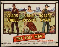 7j782 TALL MEN 1/2sh '55 art of Clark Gable, sexy Jane Russell showing leg, Robert Ryan!