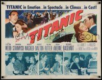 7j810 TITANIC 1/2sh '53 great artwork of Clifton Webb & Barbara Stanwyck on legendary ship!