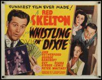 7j835 WHISTLING IN DIXIE yellow 1/2sh '42 Diana Lewis, Red Skelton & Ann Rutherford!
