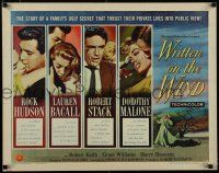 7j847 WRITTEN ON THE WIND style A 1/2sh '56 of sexy Lauren Bacall with Rock Hudson & Robert Stack!
