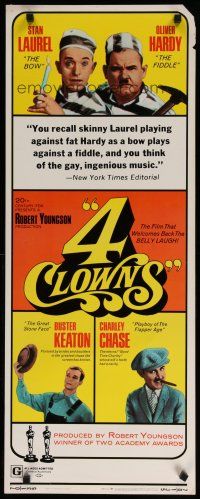 7j003 4 CLOWNS insert '70 Stan Laurel & Oliver Hardy, Buster Keaton, Charley Chase