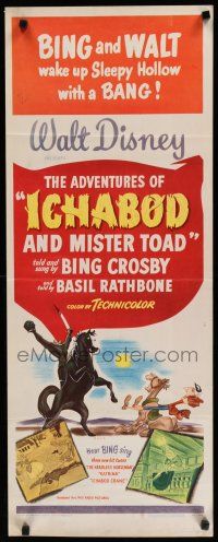 7j009 ADVENTURES OF ICHABOD & MISTER TOAD insert '49 BING & WALT wake up Sleepy Hollow with a BANG