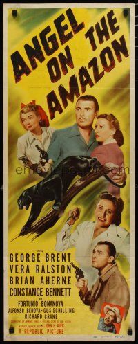 7j021 ANGEL ON THE AMAZON insert '48 George Brent, Vera Ralston, panther attack!
