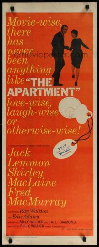 7j024 APARTMENT insert '60 directed by Billy Wilder, Jack Lemmon, Shirley MacLaine!