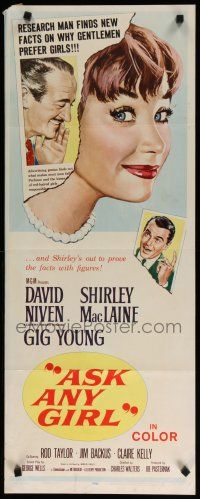 7j028 ASK ANY GIRL insert '59 David Niven finds why gentlemen prefer Shirley MacLaine!