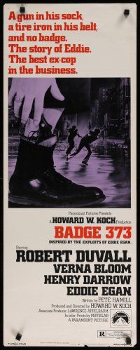 7j033 BADGE 373 insert '73 Robert Duvall is a tough New York cop with a gun in his sock & no badge