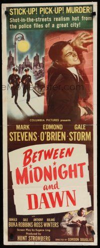 7j042 BETWEEN MIDNIGHT & DAWN insert '50 Mark Stevens, Gale Storm, hot-from-police-files realism!