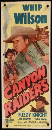 7j060 CANYON RAIDERS insert '51 Whip Wilson with smoking gun & sexy Phyllis Coates!