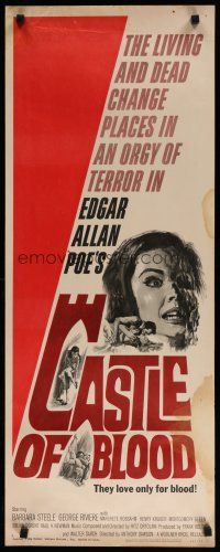 7j064 CASTLE OF BLOOD insert '64 Edgar Allan Poe, the living and dead in an orgy of terror!