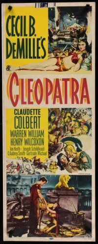 7j073 CLEOPATRA insert R52 sexy Claudette Colbert as the Princess of the Nile, Cecil B. DeMille