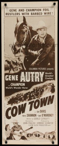 7j078 COW TOWN insert R56 cowboy Gene Autry riding Champion, they foil rustlers with barbed wire!