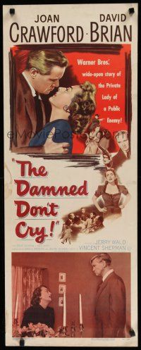 7j080 DAMNED DON'T CRY insert '50 Joan Crawford is the private lady of a Public Enemy!