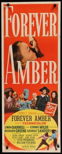7j131 FOREVER AMBER insert '47 sexy Linda Darnell, Cornel Wilde, directed by Otto Preminger!