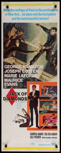 7j205 JACK OF DIAMONDS insert '67 McGinnis art of jewel thief George Hamilton & beautiful women!