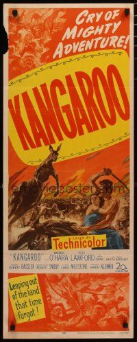 7j220 KANGAROO insert '51 Maureen O'Hara, Peter Lawford, dramatic Australian outback art!