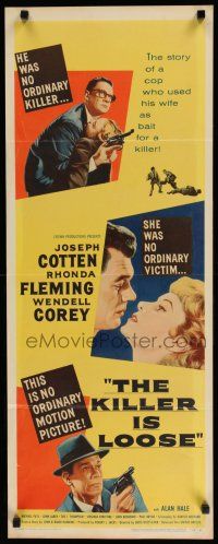 7j231 KILLER IS LOOSE insert '56 Budd Boetticher, cop Joseph Cotten uses Rhonda Fleming as bait!