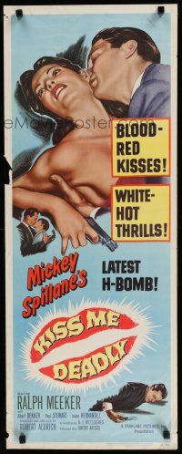 7j241 KISS ME DEADLY insert '55 Mickey Spillane, Robert Aldrich, Ralph Meeker as Mike Hammer!