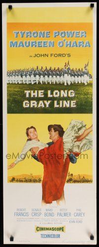 7j261 LONG GRAY LINE insert '54 art of Tyrone Power carrying Maureen O'Hara + West Point cadets!