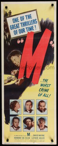 7j272 M insert '51 Joseph Losey, David Wayne & Raymond Burr in the most gripping film noir!