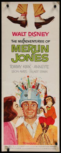 7j296 MISADVENTURES OF MERLIN JONES insert '64 Disney, art of Annette Funicello, Kirk & chimp!
