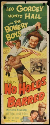 7j308 NO HOLDS BARRED insert '52 Leo Gorcey, Huntz Hall & the Bowery Boys with real wrestlers!
