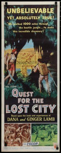 7j340 QUEST FOR THE LOST CITY insert '54 hacking through 100 miles of hostile Mayan jungle!