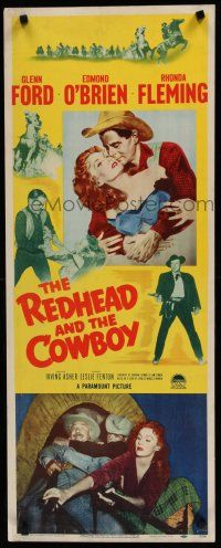 7j345 REDHEAD & THE COWBOY insert '51 romantic super close up of Glenn Ford & Rhonda Fleming!