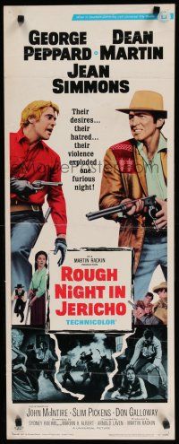 7j357 ROUGH NIGHT IN JERICHO style B insert '67 Dean Martin & George Peppard with guns drawn!