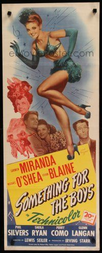 7j382 SOMETHING FOR THE BOYS insert '44 Zoe Mozert art of Vivian Blaine dancing, Carmen Miranda!