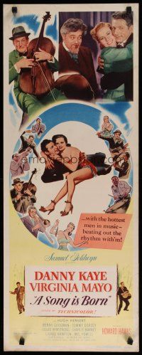 7j383 SONG IS BORN insert '48 Danny Kaye & pretty Virginia Mayo, Howard Hawks!