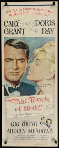 7j407 THAT TOUCH OF MINK insert '62 great close up art of Cary Grant & Doris Day!