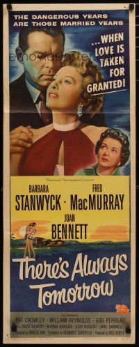 7j409 THERE'S ALWAYS TOMORROW insert '56 Fred MacMurray torn between Stanwyck & Joan Bennett!