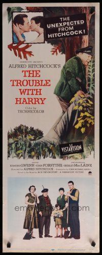 7j417 TROUBLE WITH HARRY insert '55 Alfred Hitchcock, Edmund Gwenn, Forsythe & Shirley MacLaine!