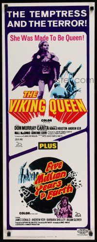 7j422 VIKING QUEEN/FIVE MILLION YEARS TO EARTH insert '67 action adventure/horror double-feature!
