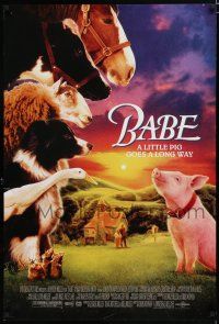 7k068 BABE 1sh '95 classic talking pig, children's farm animal comedy!