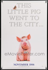7k070 BABE PIG IN THE CITY teaser DS 1sh '98 cute image of director George Miller's talking pig!
