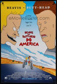 7k094 BEAVIS & BUTT-HEAD DO AMERICA advance 1sh '96 Mike Judge MTV cartoon!