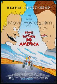 7k095 BEAVIS & BUTT-HEAD DO AMERICA int'l advance DS 1sh '96 Mike Judge MTV delinquent cartoon!