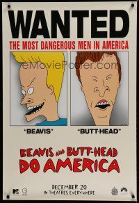 7k096 BEAVIS & BUTT-HEAD DO AMERICA teaser 1sh '96 Mike Judge, most dangerous men in America!