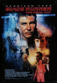7k101 BLADE RUNNER DS 1sh R07 Ridley Scott sci-fi classic, art of Harrison Ford by Drew Struzan!