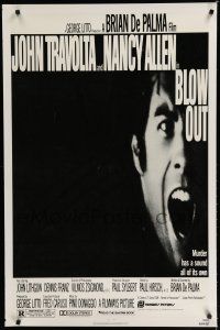 7k105 BLOW OUT 1sh '81 John Travolta, Brian De Palma, murder has a sound all of its own!