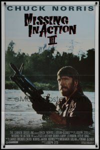 7k115 BRADDOCK: MISSING IN ACTION III int'l 1sh '88 great image of Chuck Norris w/machine gun!