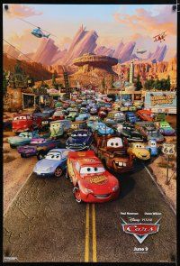 7k140 CARS cast style advance DS 1sh '06 Walt Disney animated automobile racing, cool image of cast!