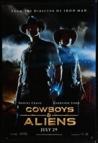 7k182 COWBOYS & ALIENS teaser DS 1sh '11 cool image of Daniel Craig & Harrison Ford!