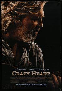 7k186 CRAZY HEART advance DS 1sh '09 great image of country music singer Jeff Bridges!