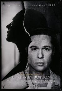 7k191 CURIOUS CASE OF BENJAMIN BUTTON advance 1sh '08 Brad Pitt & Cate Blanchett profile!