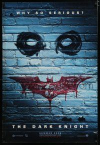 7k198 DARK KNIGHT teaser DS 1sh '08 cool graffiti image of the Joker's face!