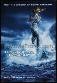 7k207 DAY AFTER TOMORROW style AW teaser DS 1sh '04 cool art of Statue of Liberty in tidal wave!